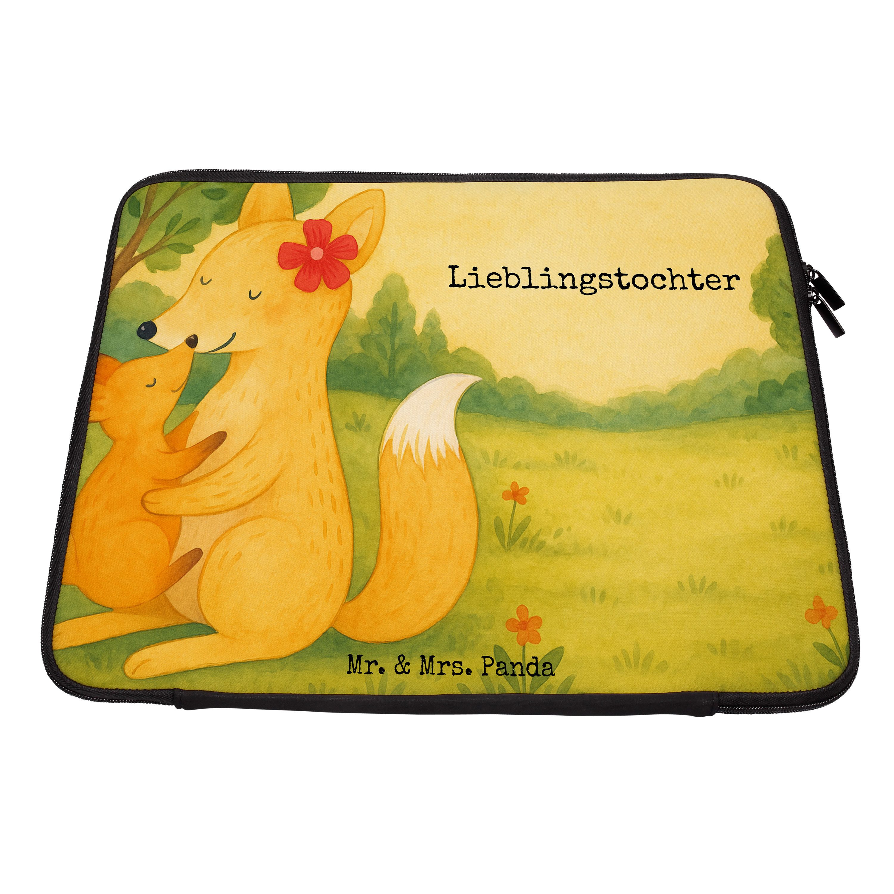 Mr. & Mrs. Panda Laptop-Hülle Fuchs Mama Design, Laptop Tasche 13" 34 x 26,5 cm, Weiß, Sleeve, Mutt, Notebook Tasche Mama Tochter Beziehung Tochter
