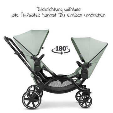 ABC Design Geschwisterwagen Zoom - Pine, Geschwisterkinderwagen Zwillingskinderwagen mit Babywanne & Sportsitz