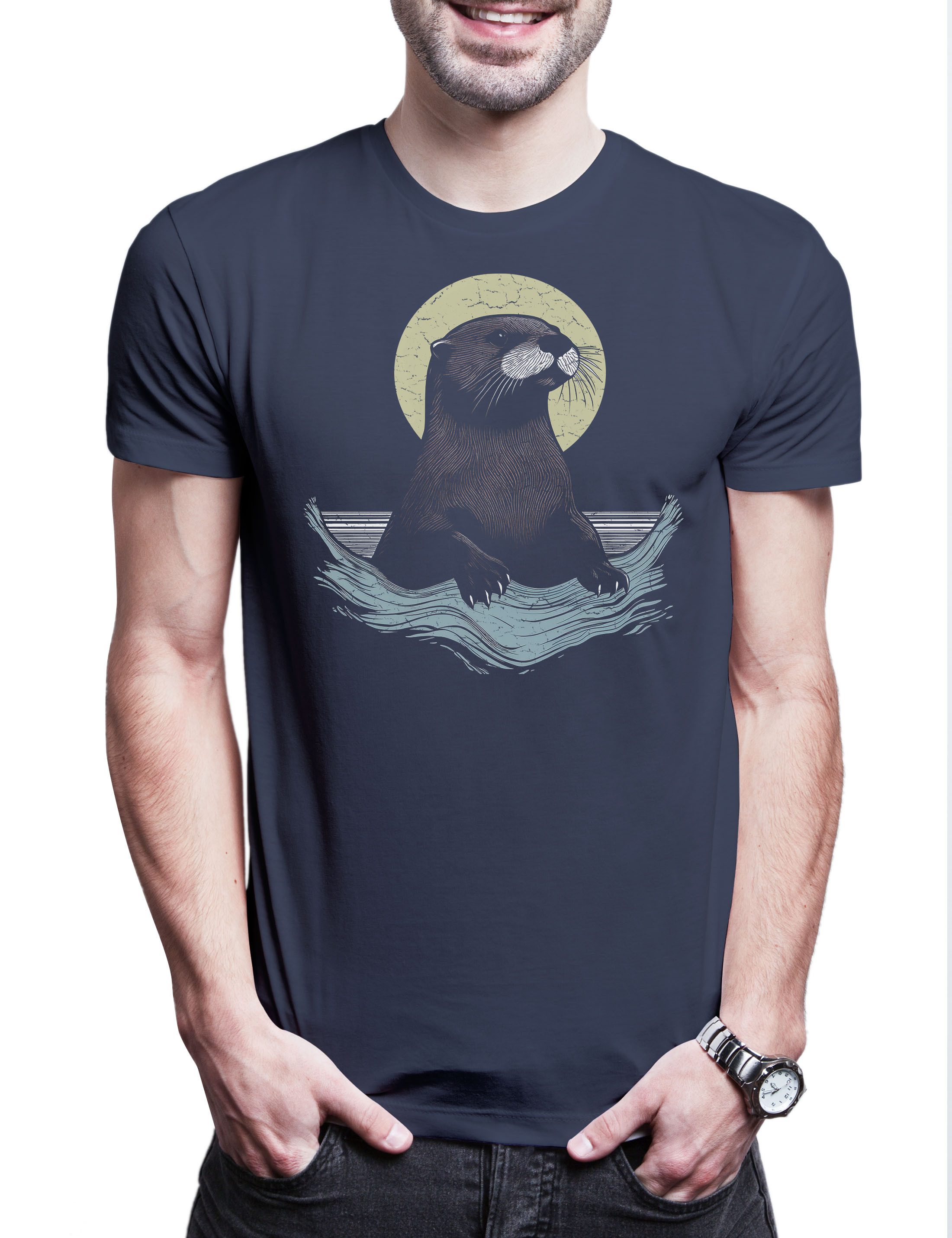 Print-Shirt Otter A Herren T-Shirt Lovely Wildlife lontra Nutria Fischotter