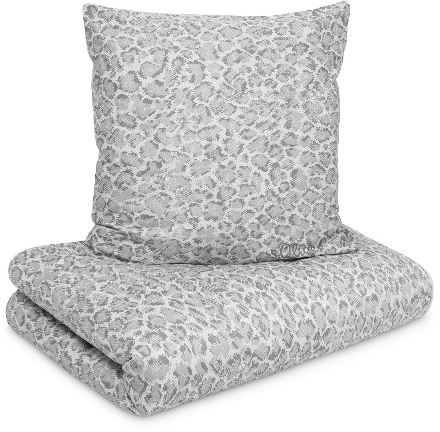 s.Oliver Wendebettwäsche Satinbettwäsche LEO, Baumwolle, mit Reißverschluss, Mako-Satin, 2 teilig, im modernen Leo-Look