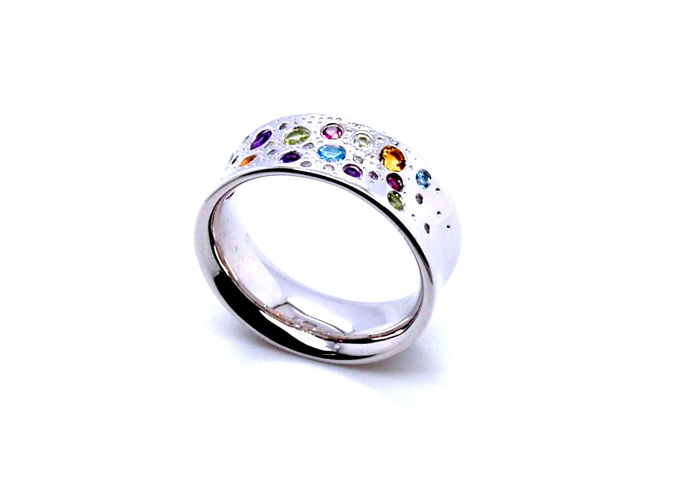 Sogni d'oro Silberring mit Multi-Edelsteinen rhodiniert, Silber 925
