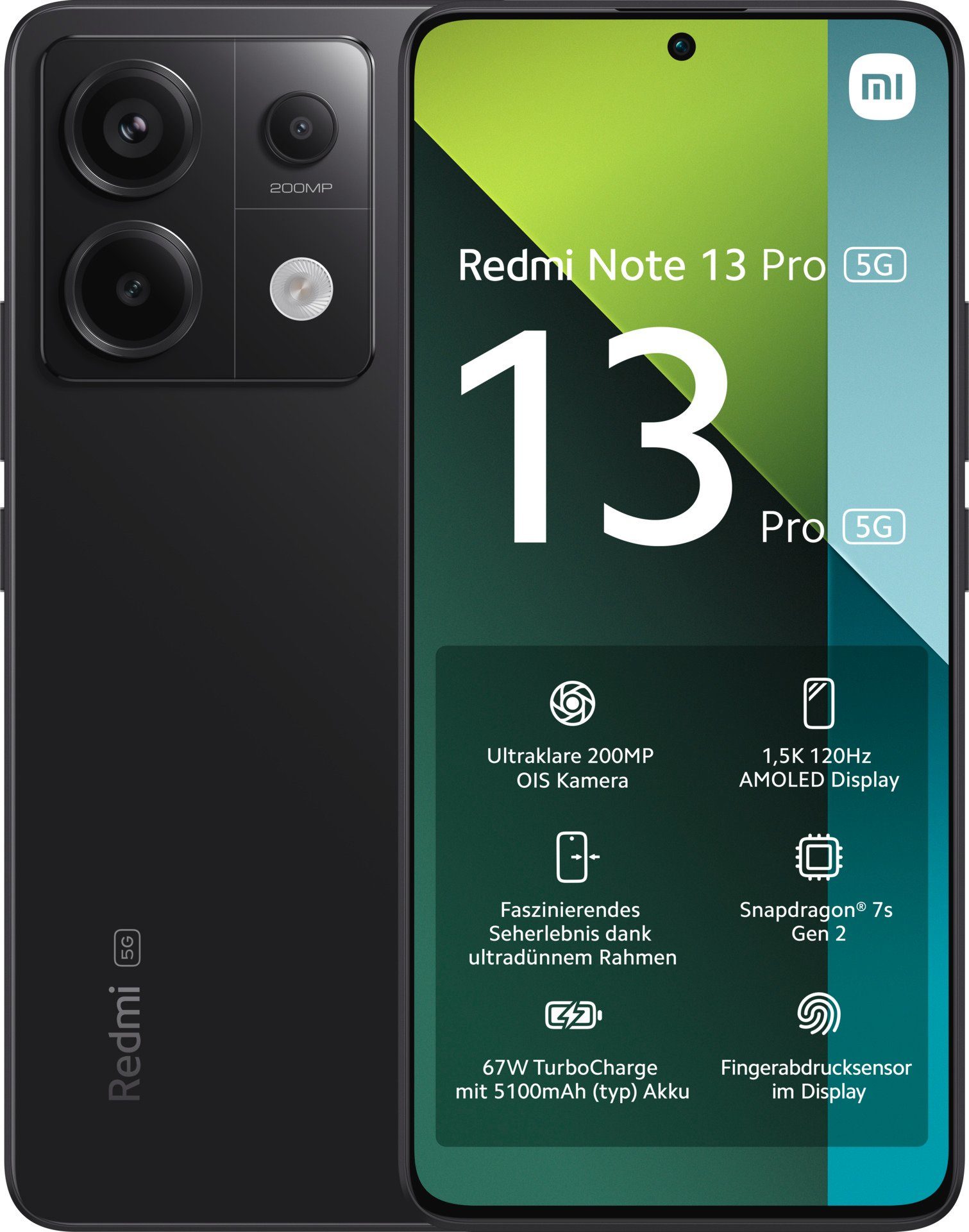 Xiaomi Redmi Note 13 Pro 5G 8GB+256GB Smartphone (16,94 cm/6,67 Zoll, 256 GB Speicherplatz, 200 MP Kamera, 200+8+2 MP Triple Hauptkamera und 16 MP Frontkamera)