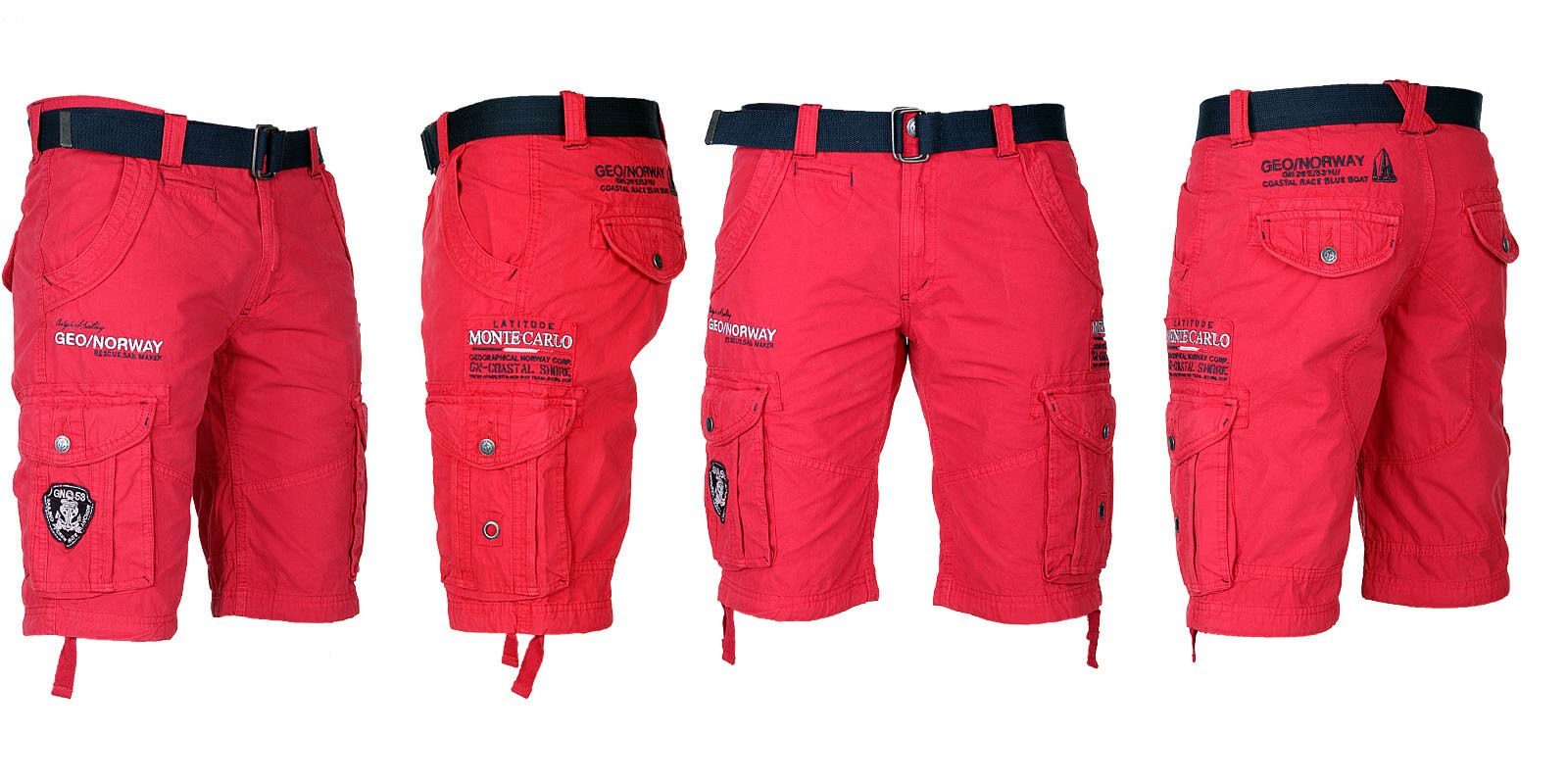 Geographical Norway Shorts Herren Cargo Shorts Kurze Hose SHORT Bermuda knielang Poudre Sommer Rot | Shorts