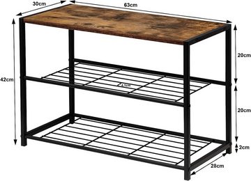 Woltu Schuhbank (1-St), aus Holz und Metall Schwarz Rohre-Holzoptik Vintage