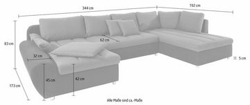 sit&more Wohnlandschaft Bandos U-Form, in 2 unterschiedlichen Größen, wahlweise mit Bettfunktion + Bettkasten