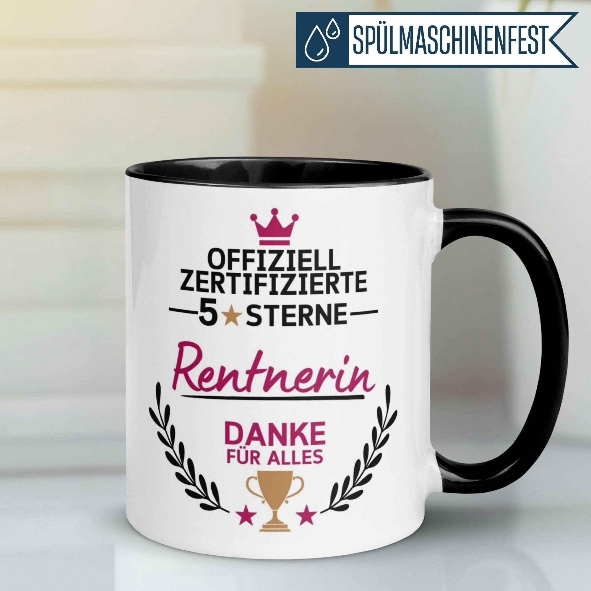 Momentals Tasse Rente Frau – Offiziell zertifizierte 5 Sterne –Geschenk Renteneintritt, Gratis Versand · Links-&Rechtshänder · Spülmaschinenfest
