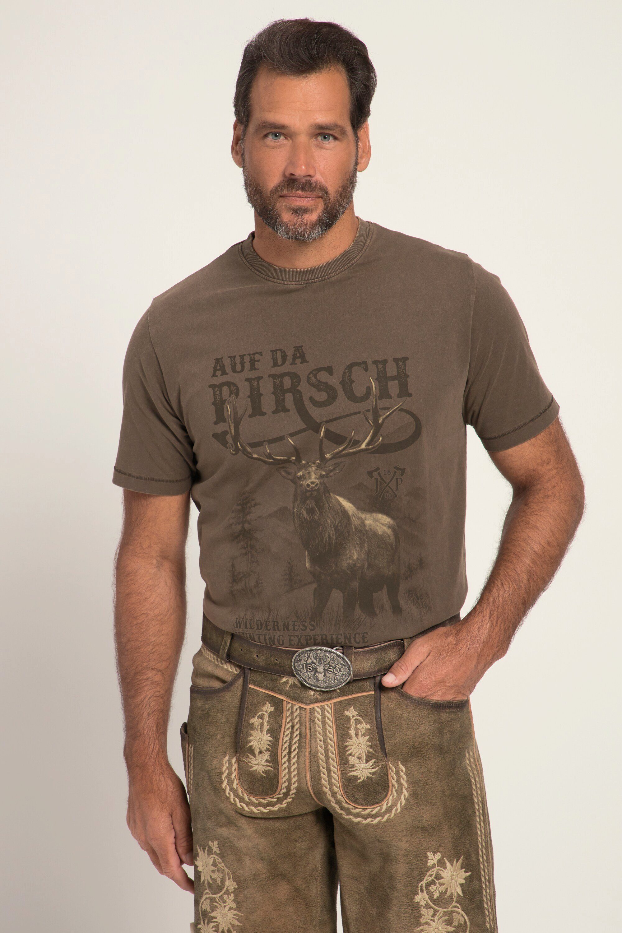 JP1880 T-Shirt T-Shirt Tracht Halbarm großer Print Vintage Look