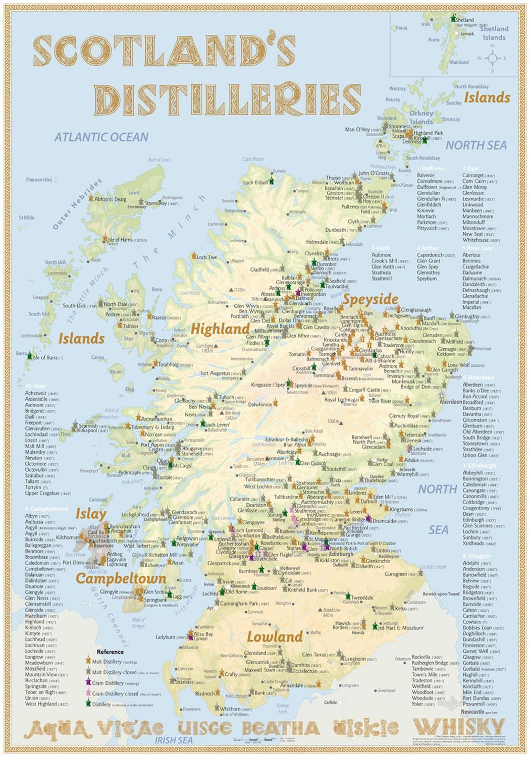 Whisky Distilleries Scotland - Poster 70x100cm Standard Edition / Rüdiger Jörg Hirst