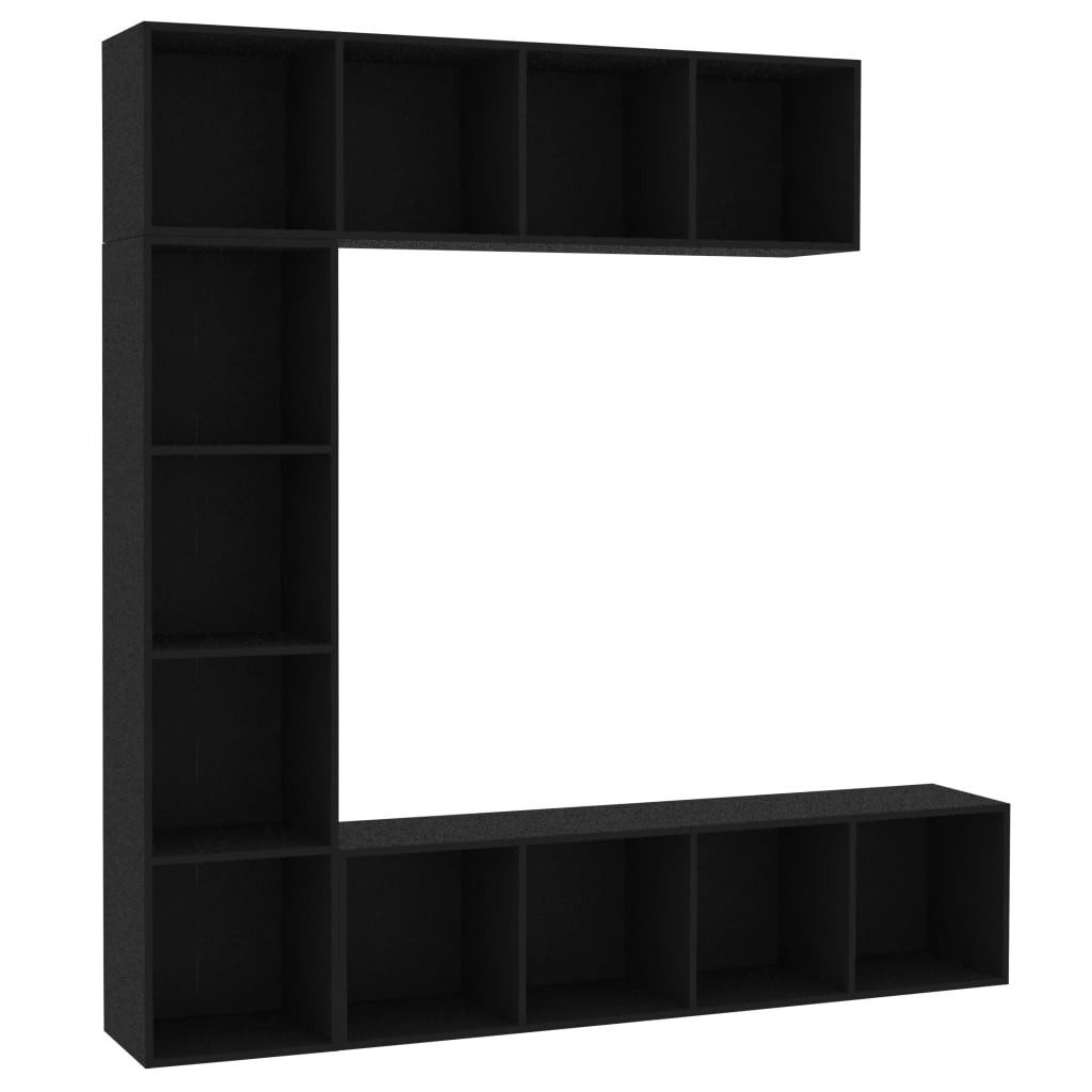 vidaXL Bücherregal 3-tlg. Bücher-/TV-Schrank Set Schwarz günstig online kaufen