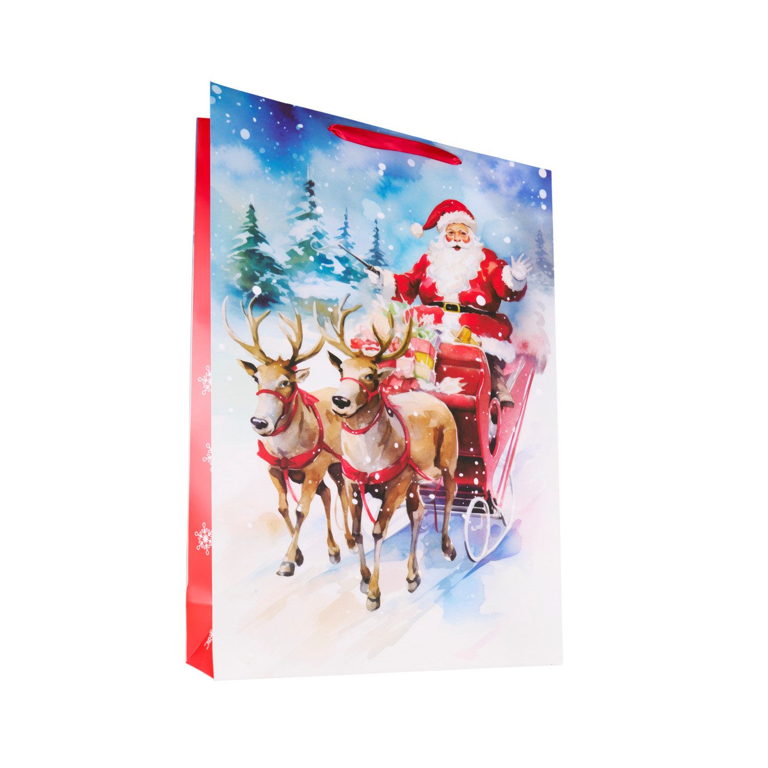 Idena Geschenkbox Idena Geschenktasche Weihnachten Santa auf Schlitten mehrfarbig 50x18x