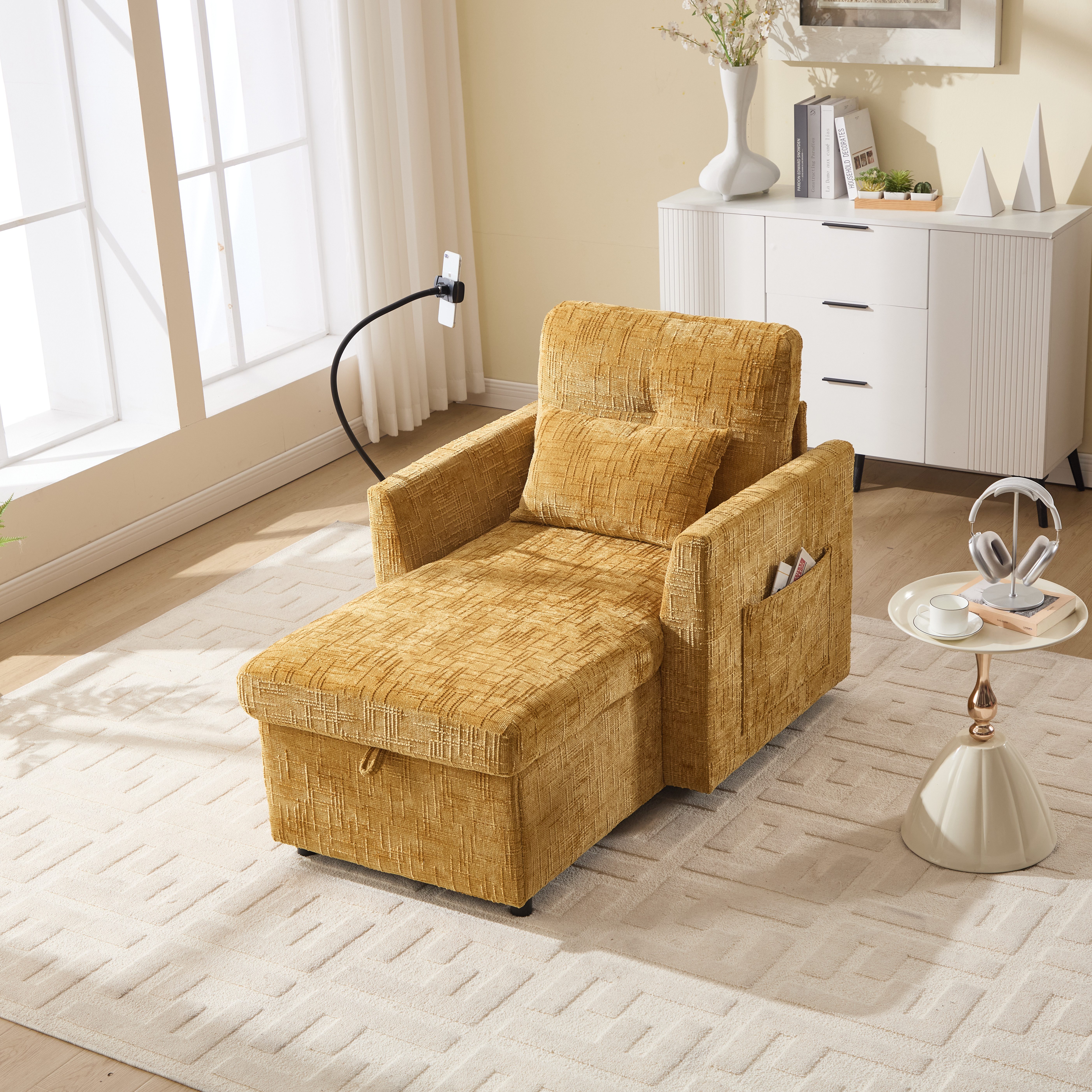 Odikalo Chaiselongue Loungesofa Polstersofa Freizeitsofa Handyhalter Verstellbar Mehrfarbig