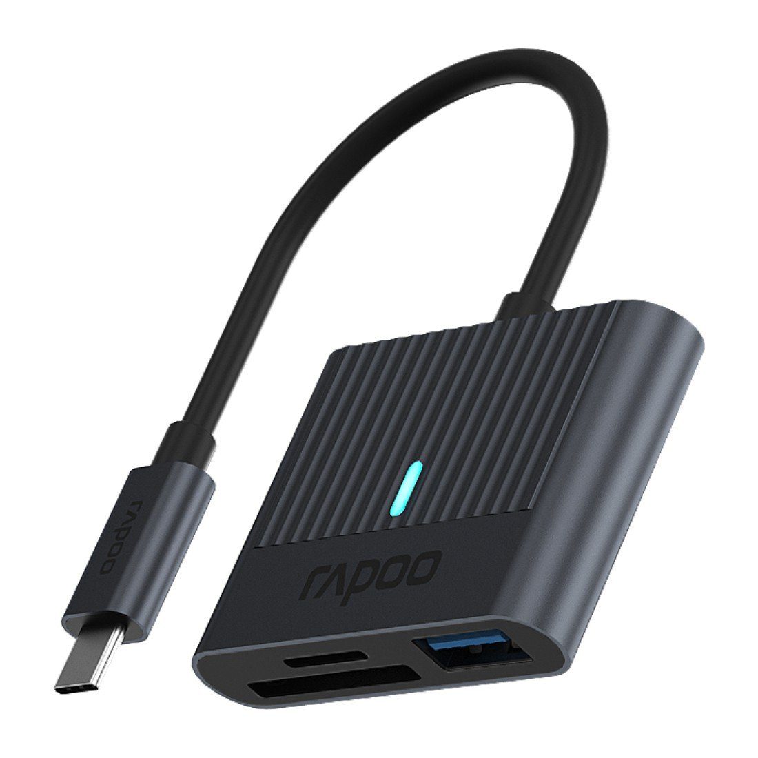 Rapoo Speicherkartenleser UCR-3001 USB-C Kartenleser, Aluminiumgehäuse, grau