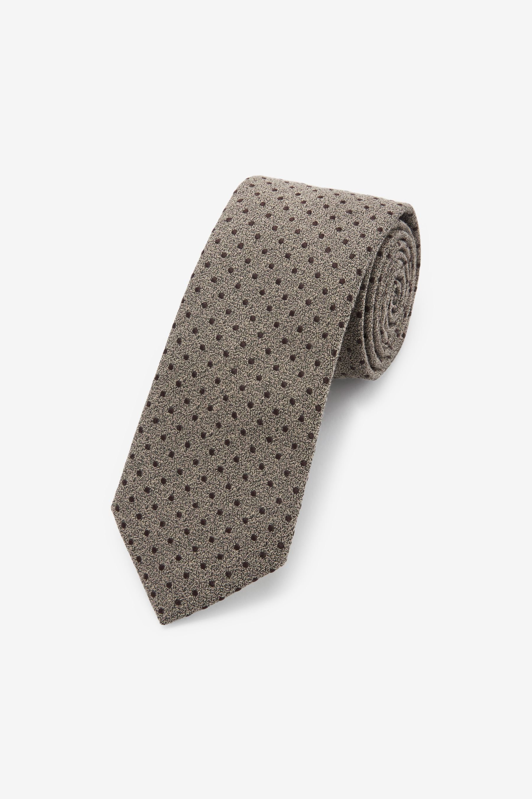 Next Krawatte Gemusterte Krawatte (1-St) Brown Polka Dot