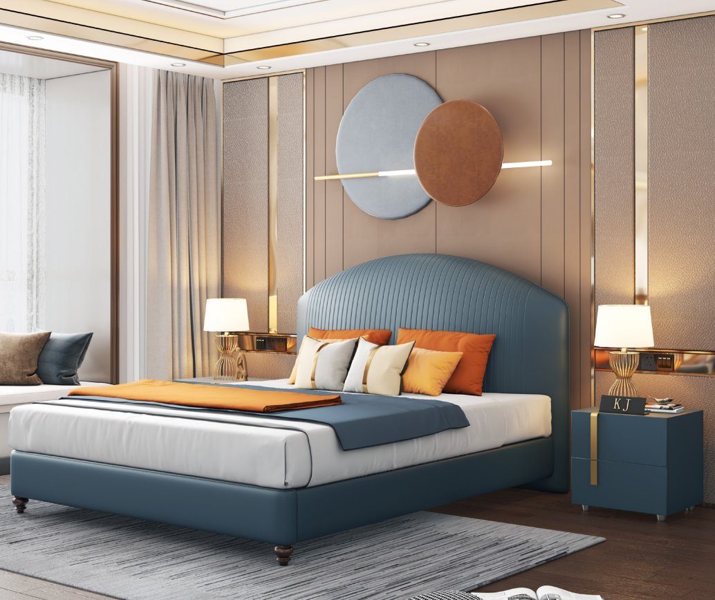 Luxus JVmoebel Bett, Schlaf Bett Metall Design Doppel Polster Zimmer Ehe Betten