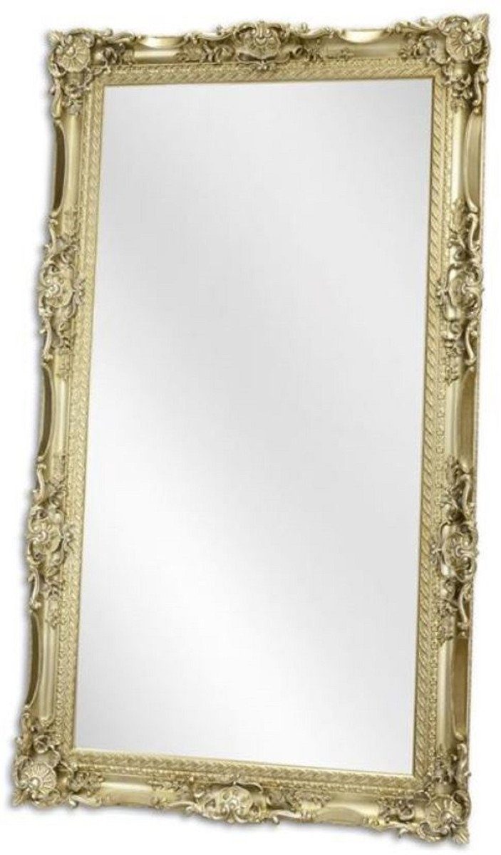 Casa Padrino Barockspiegel Barock Spiegel Silber 118,5 x H. 208,5 cm - Garderoben Spiegel - Wohnzimmer Spiegel - Prunkvoller Wandspiegel im Barockstil