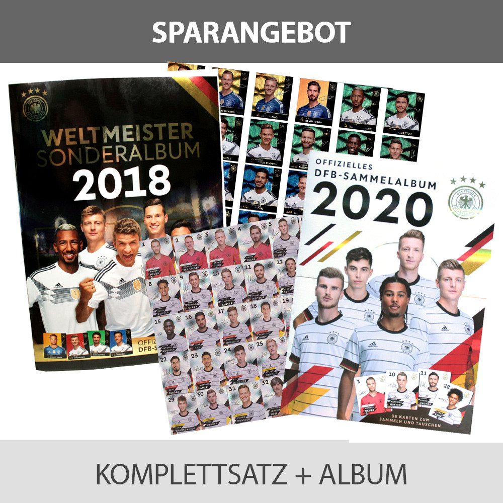 REWE Sammelkarte EM 2020 REWE + WM 2018 REWE Karten - je 1 Komplettsatz GLITZER + Album