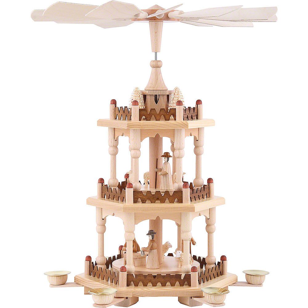 Seiffener Kunsthandwerk Theo Lorenz Weihnachtspyramide 3-stöckige Pyramide Krippenszene (41cm) von Theo Lorenz Kunsthandwerk
