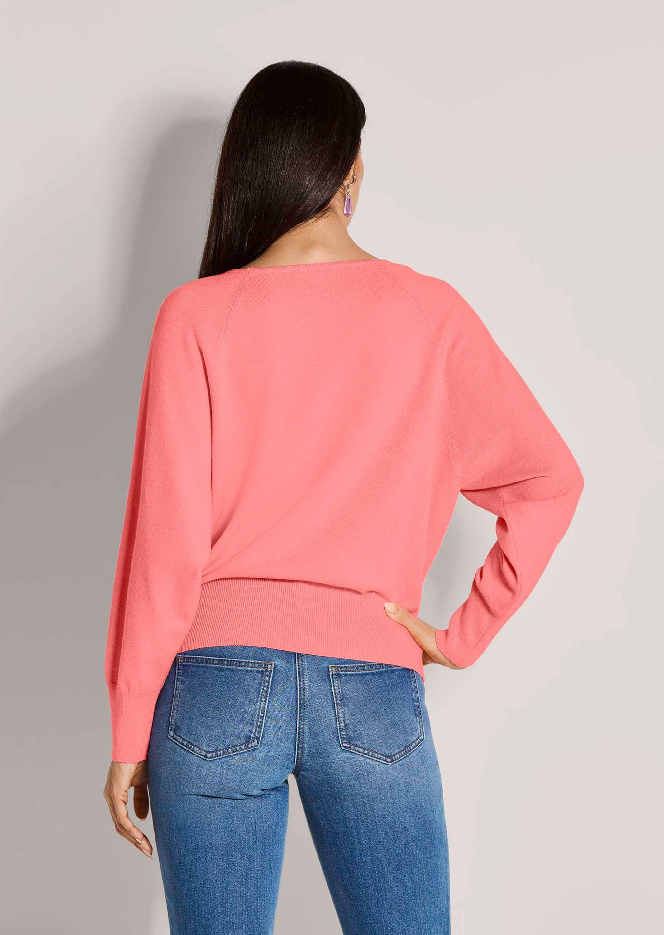 MADELEINE Strickpullover Basic Strickpullover mit Fledermausärmeln Langarm Strickoberteil mit U-Boot-Ausschnitt, Raglanärmeln