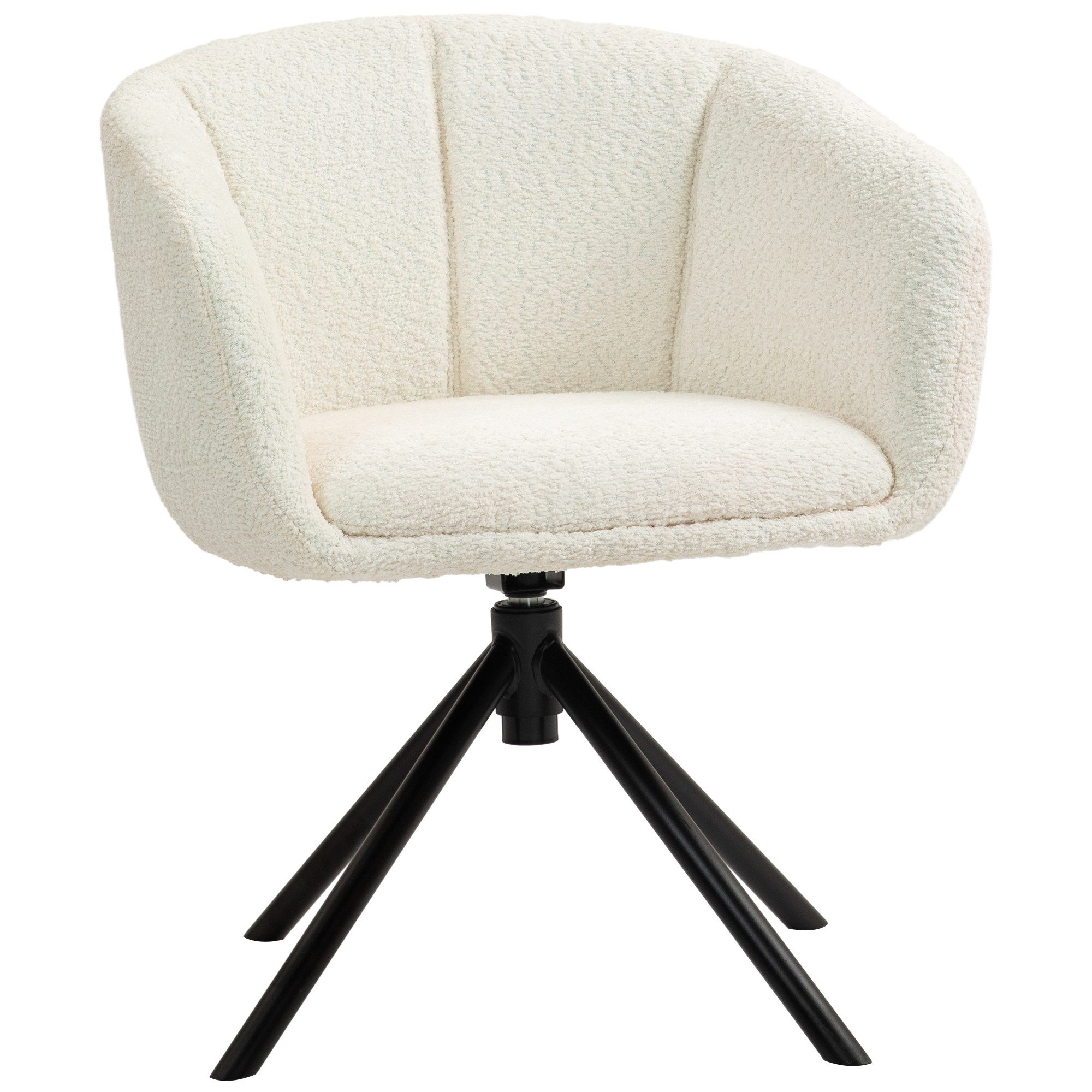 HOMCOM Relaxsessel Sessel Loungesessel mit Metallbeine Lesesessel mit Chenille-Optik (Sessel, 1-St., Akzentstuhl), für Wohnzimmer, Schlafzimmer, Cremeweiß – Bild 2 von 5