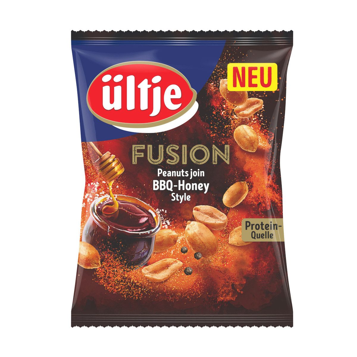 UELTJE Knabberei, Ültje Fusion BBQ Honey Style Erdnusskerne mit BBQ Honig 150g