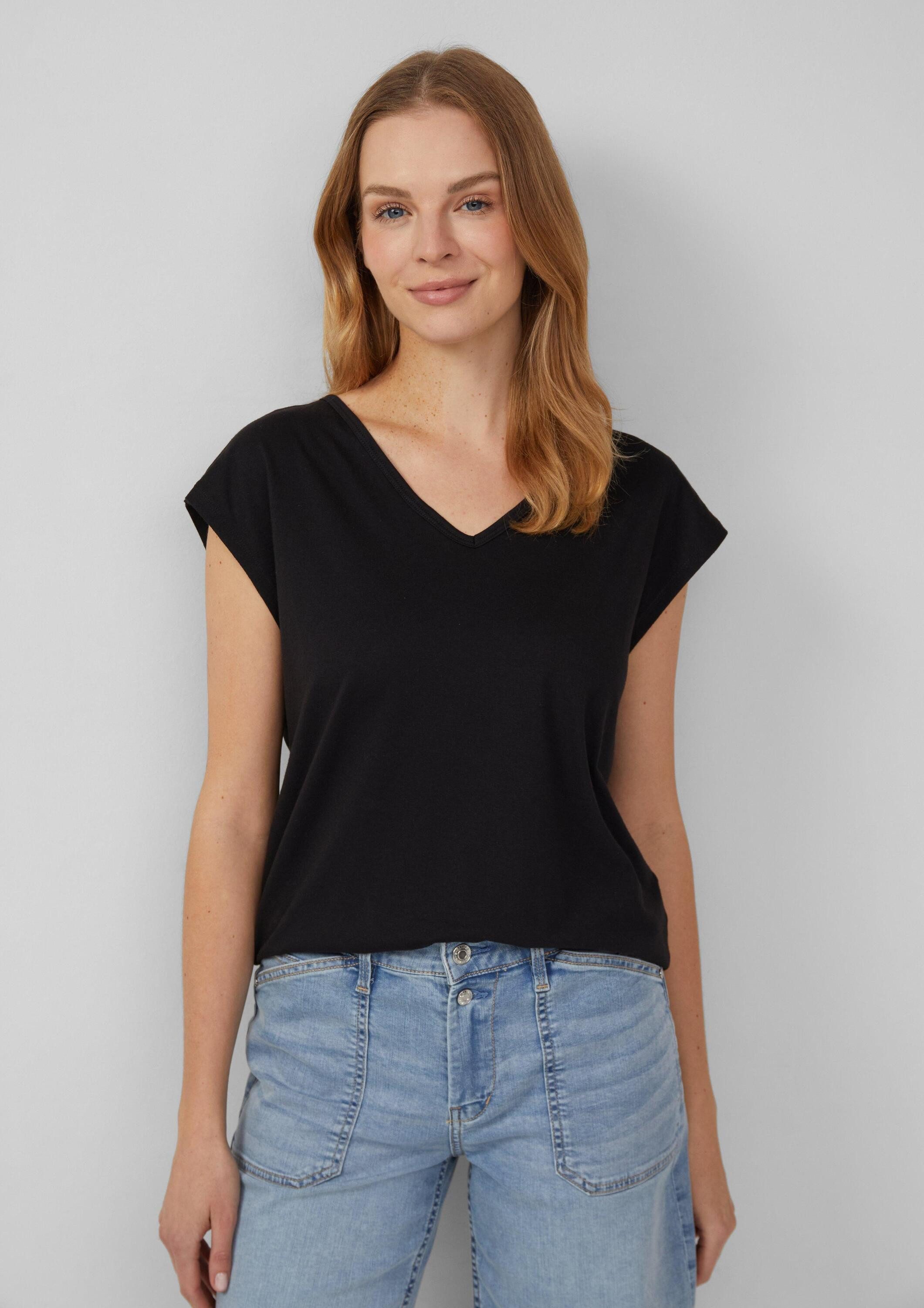 s.Oliver Kurzarmshirt T-Shirt T-Shirt mit V-Ausschnitt und Rücken-Detail günstig online kaufen