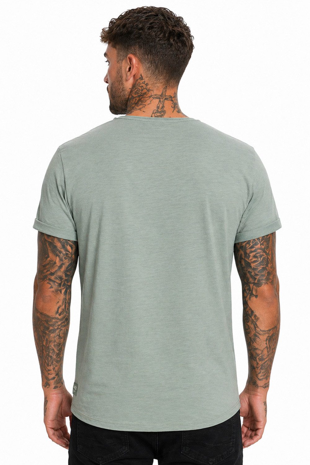 SUBLEVEL T-Shirt Herren Shirt Long Shaped lang geschnitten schwere Qualität