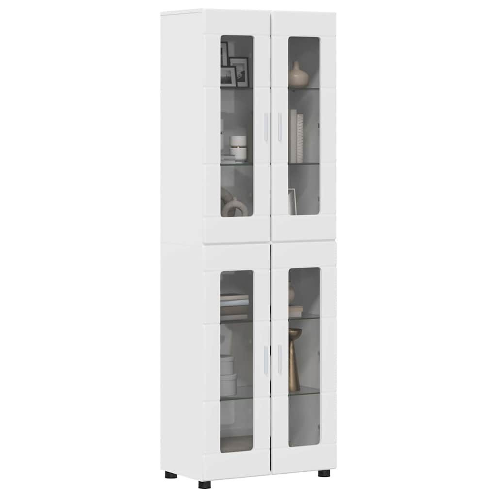 vidaXL Wohnzimmer-Set Highboard FLORIN 60 x 35 x 182 cm Hochglanz Weiß Holzwerkstoff, (1-St)