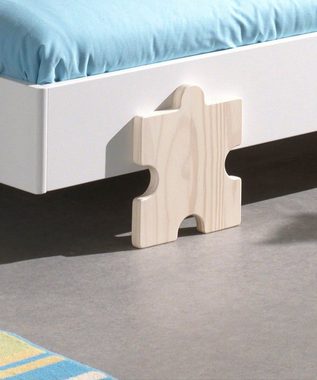 Vipack Kinderbett Modulo, Jugendbett, Einzelbett, Stapelbett mit Füßen in Puzzleoptik