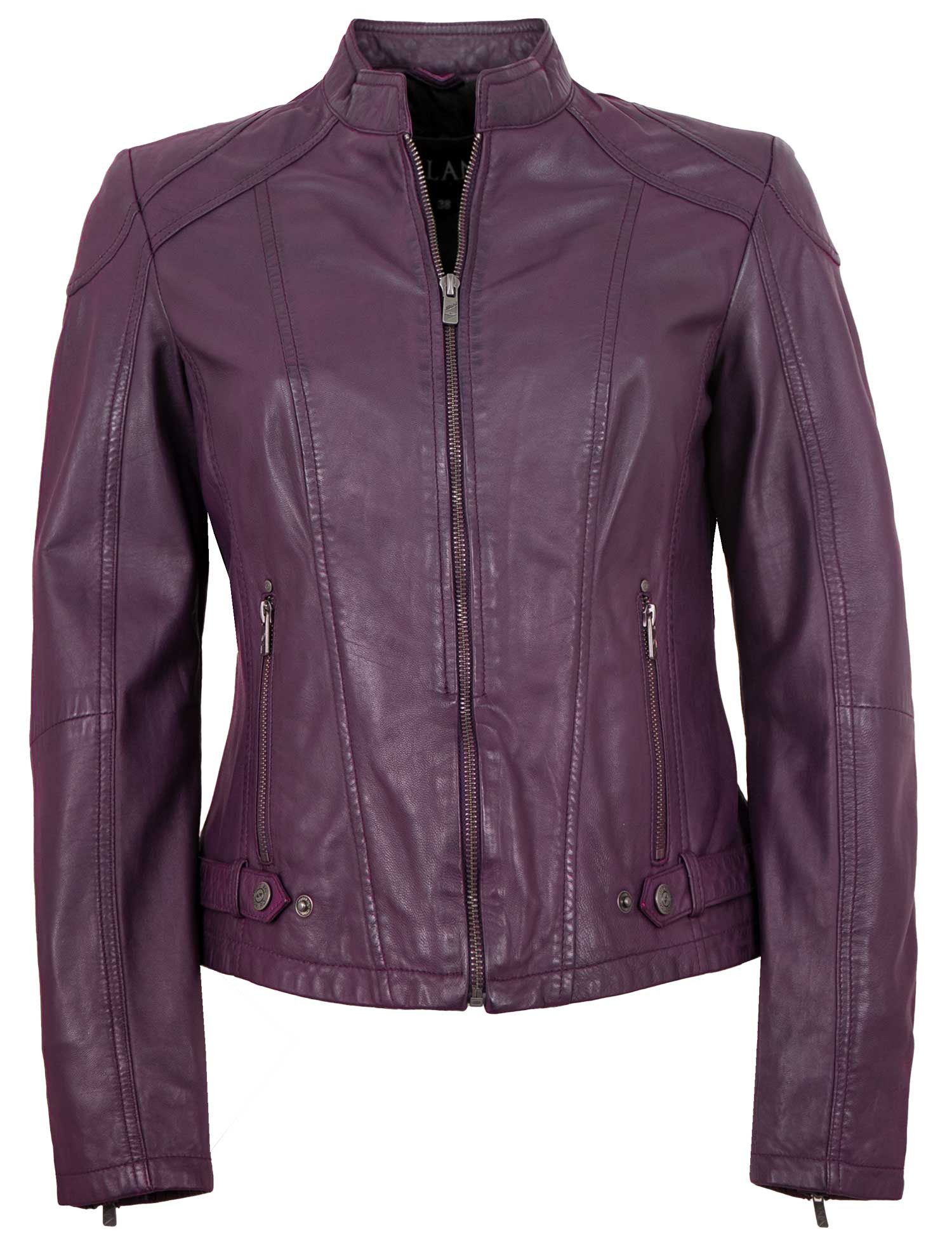 Jilani Lederjacke Imala#KJ Jilani - Damen Echtleder Lederjacke Lammnappa lila