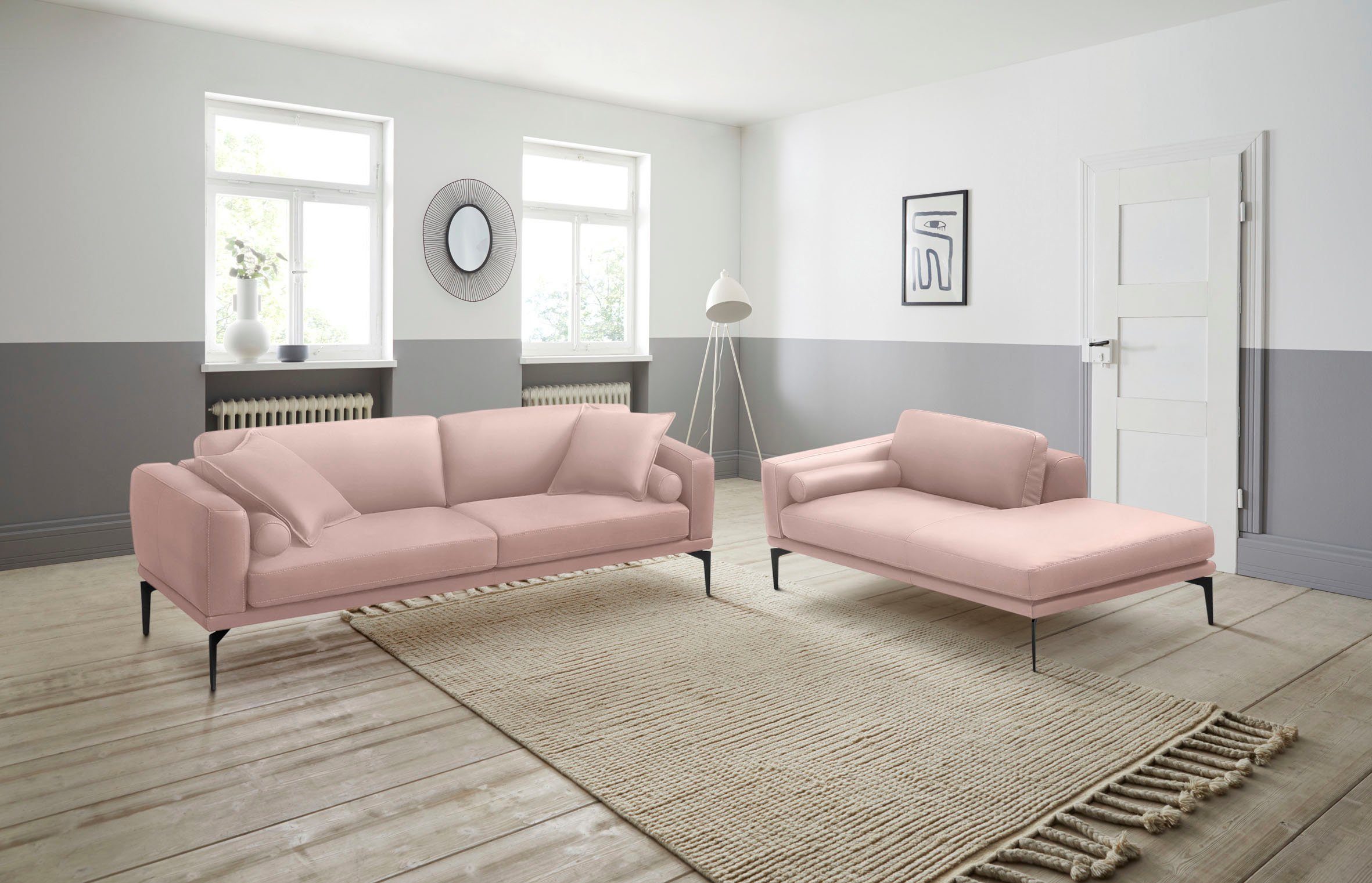 Egoitaliano Polstergarnitur Masu, Design trifft sensationellen Sitzkomfort, Set besteht aus 2,5-Sitzer, freistehende Ottomane und 3 Rollkissen