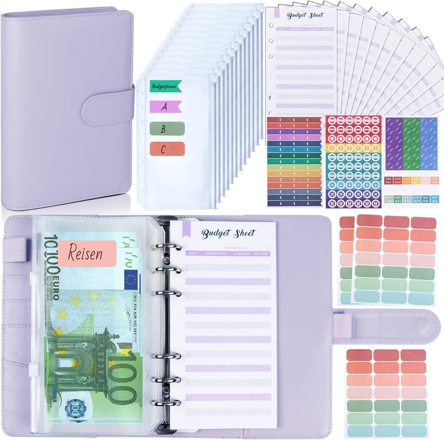 Notizbuch Budget Planner A6 Binder mit Geldumschlägen Sparbuch Organizer