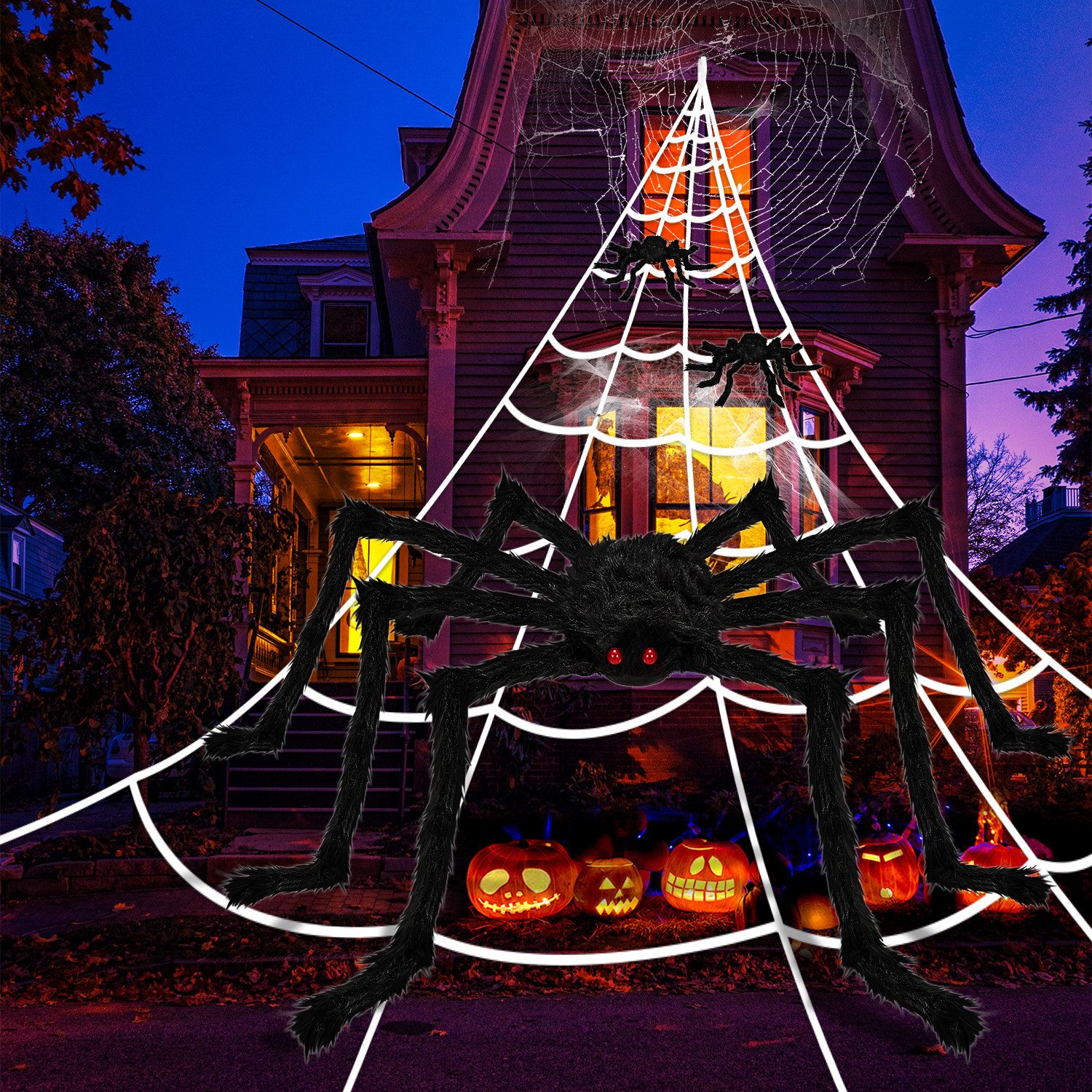 Clanmacy Dekoobjekt Spinnennetz Schwarzes Dekorative Wänden Dekor Dekor Karneval Halloween