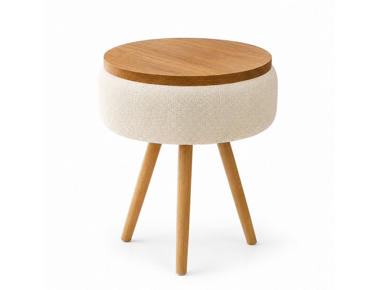 Skye Decor Beistelltisch Snug Japandi (1-St), Teddy-Optik mit Buchenholzbeinen