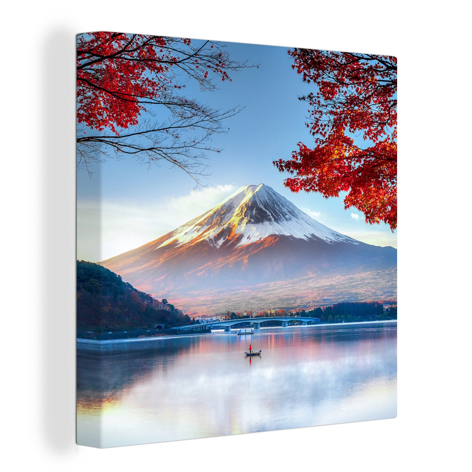 Fuji (1 für St), Leinwand Berg Bilder in Herbst, im Der Asien OneMillionCanvasses® Leinwandbild Schlafzimmer Wohnzimmer japanische