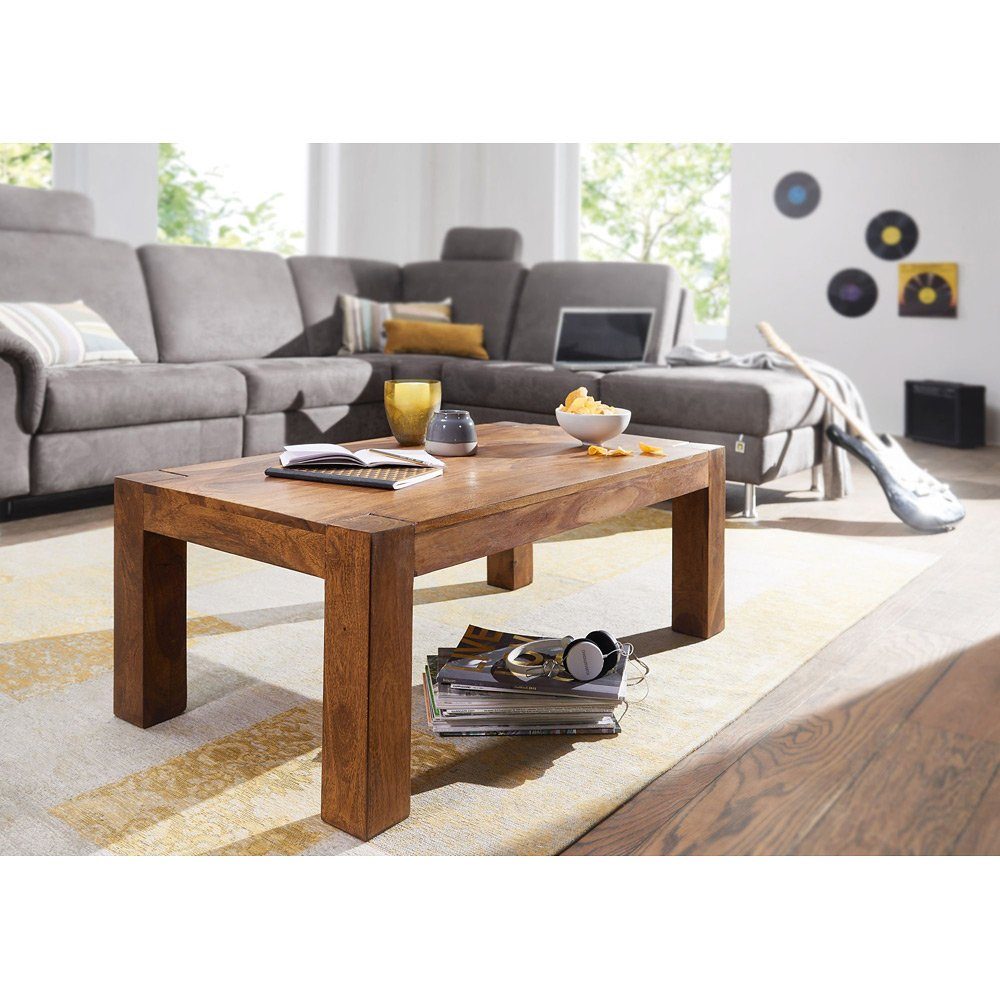 Lomadox 110/40/60cm Landhaus-Stil 110cm dunkel-braun Massiv-Holz Couchtisch, Sheesham