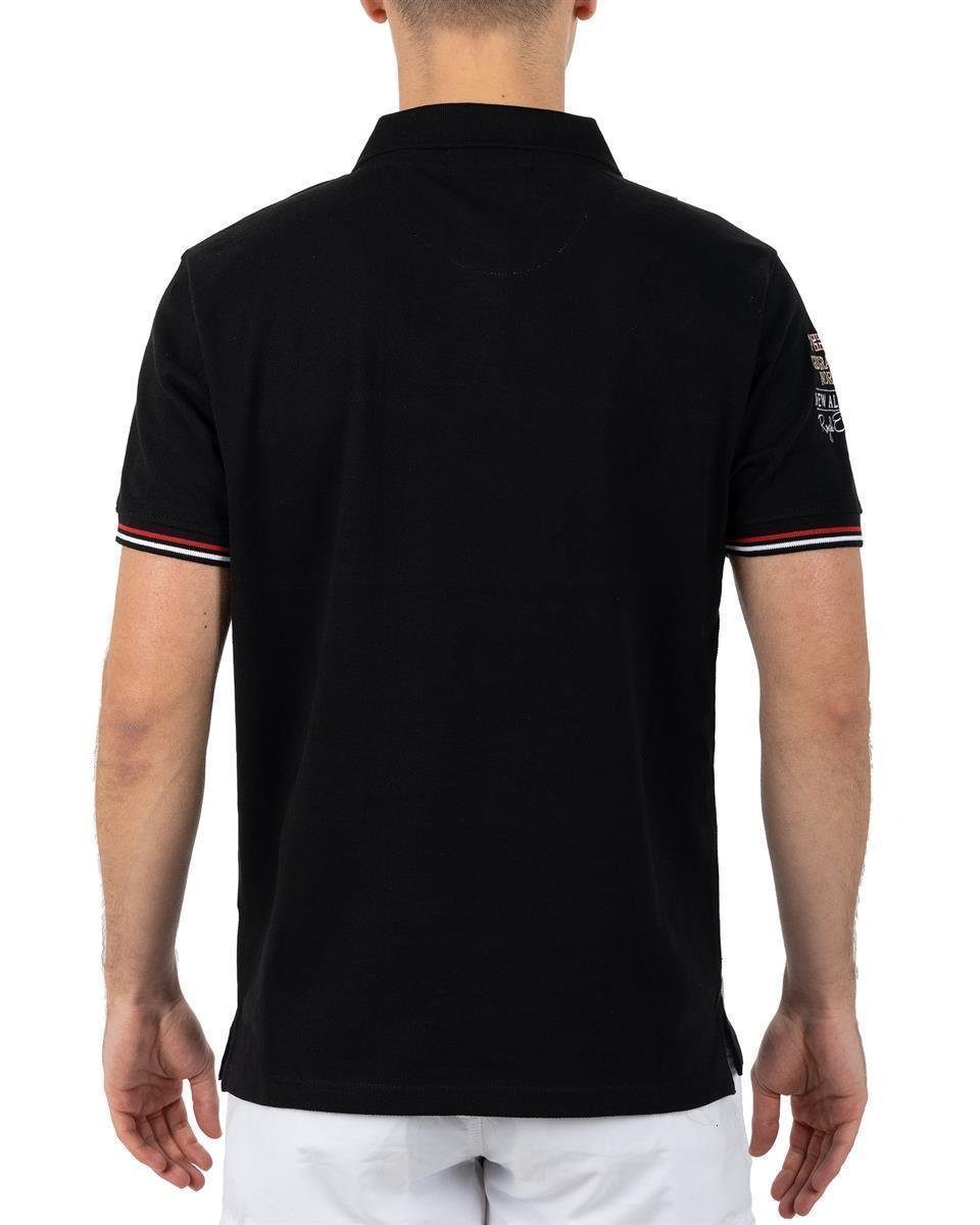 Geographical T-Shirt und Norway Poloshirt Kurzarm Men Schwarz (1-tlg) mit Kragen Aufnähern bakidney