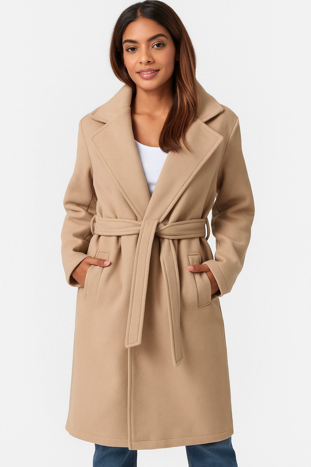 Worldclassca Trenchcoat Worldclassca Damen Trenchcoat mit Gürtel Reverskragen langer Mantel Neue Kollektion