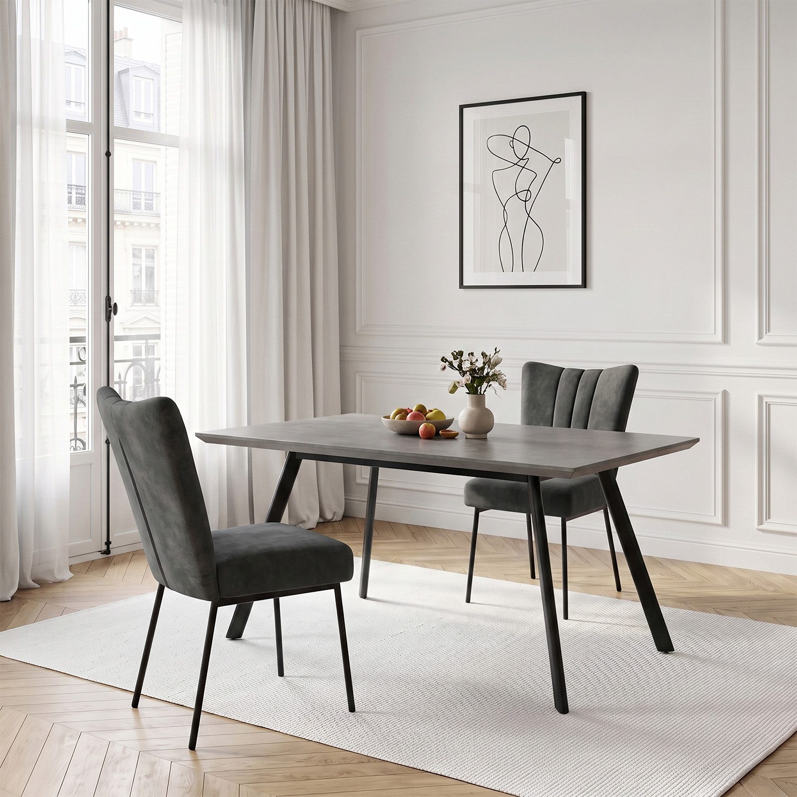 Jiexi Essgruppe Tisch- und Stuhlset, Moderner Esstisch (120×73×76 cm) mit 4 Stühlen, Esstisch mit Stühlen