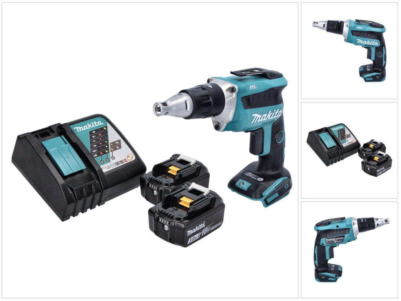 Makita Akku-Trockenbauschrauber DFS 452 RF Akku Schnellbauschrauber 18 V Brushless + 2x Akku 3,0 Ah