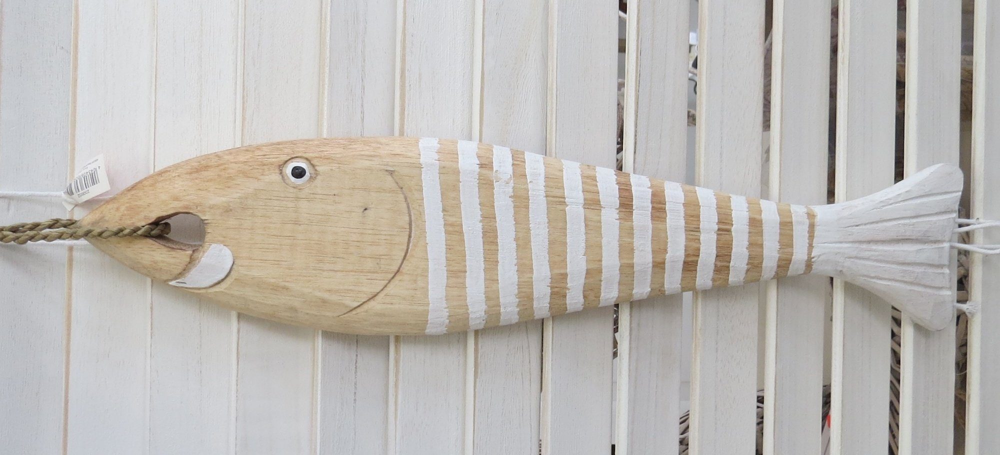 VARIOS Dekohänger Fisch Hänger Maritim Lang Holz 50 cm Deko Sommer Natur