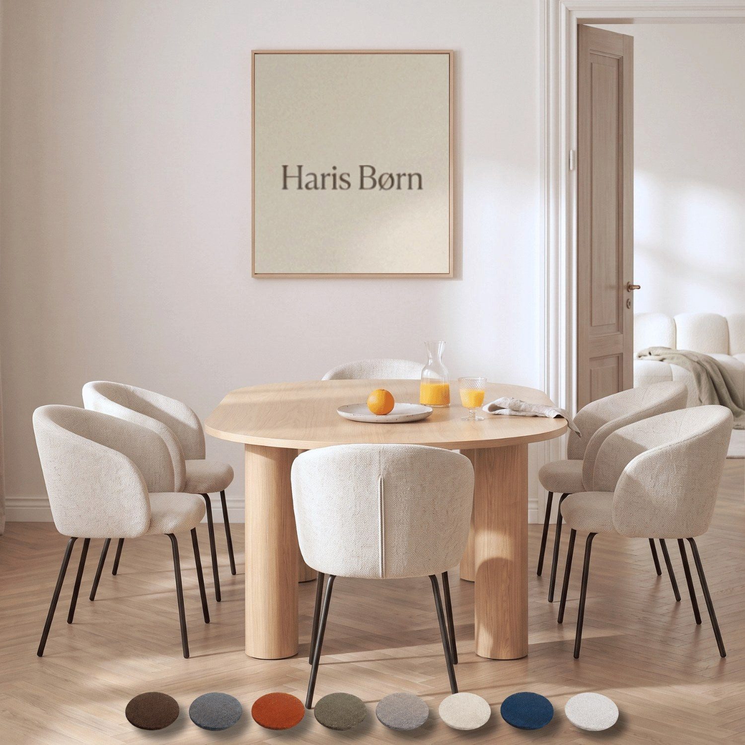 Haris Børn Esszimmerstuhl mit Armlehnen NØR, Beige, 6 St