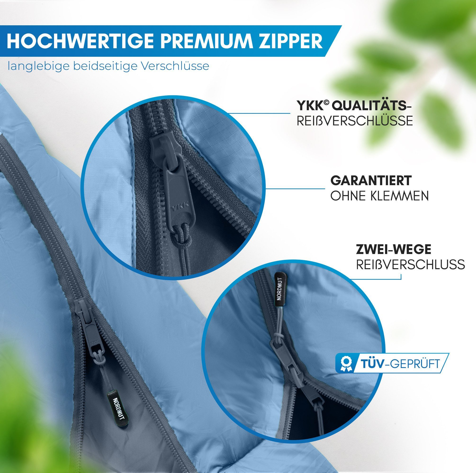 Nordmut Mumienschlafsack Sommerschlafsack Ultraleicht & kompakt [100 GSM] kleines Packmaß, Sleeping Bag koppelbar, [900g] ideal für Outdoor, Camping und Reisen