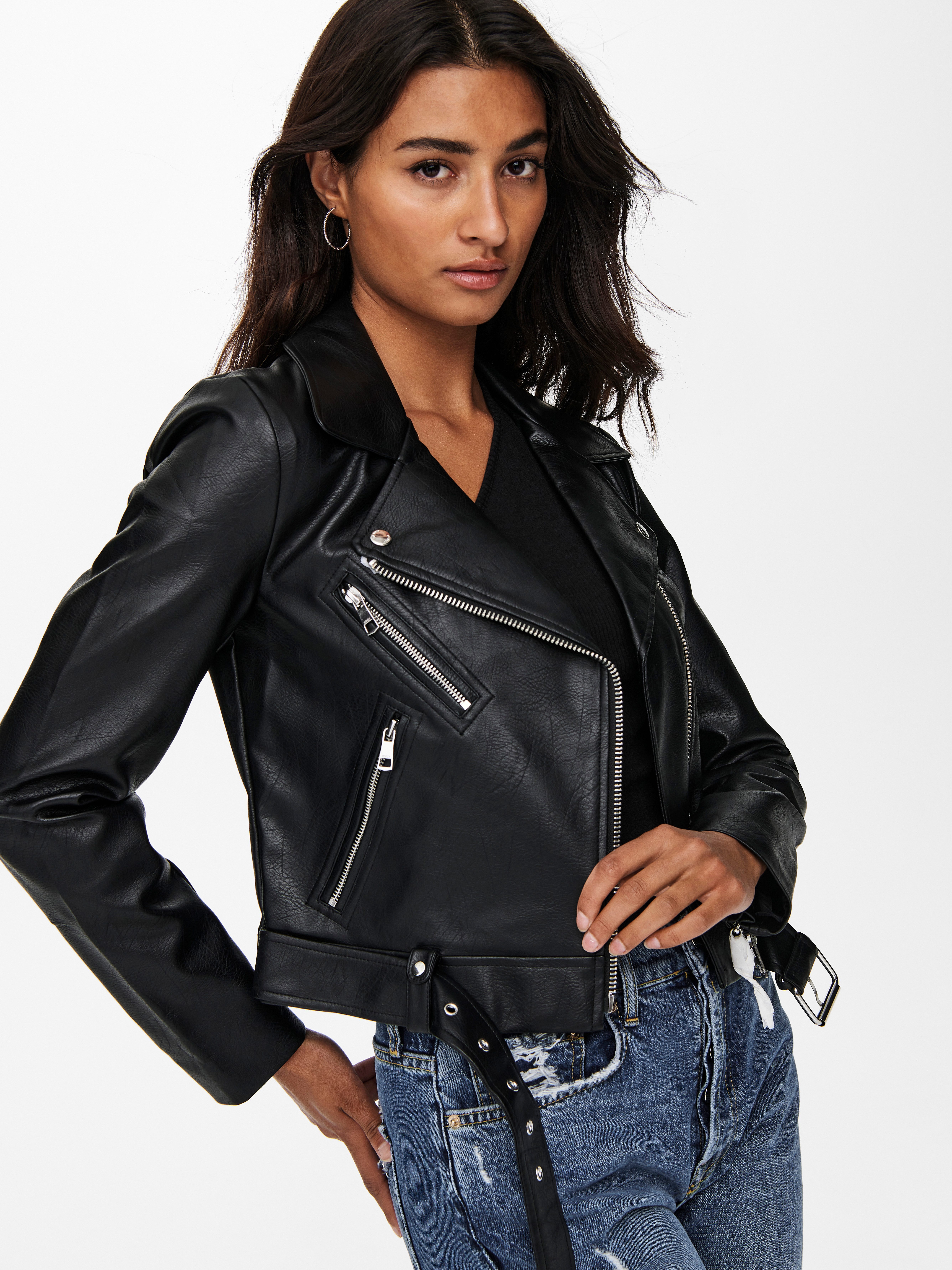 ONLY Lederimitatjacke ONLVERA FAUX LEATHER BIKER CC OTW mit Biker Details