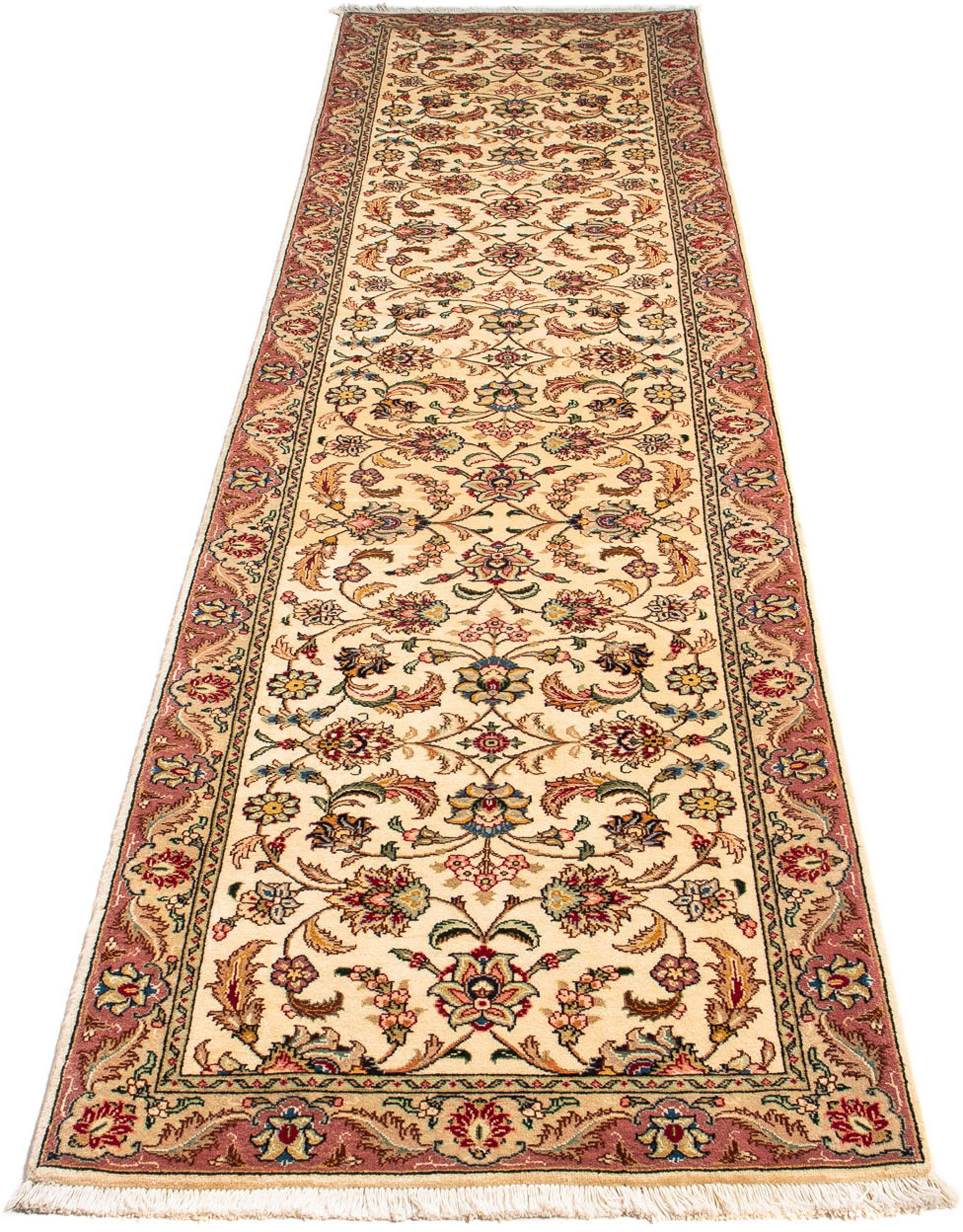 Orientteppich Perser - Täbriz - Royal - 299 x 68 cm - beige, morgenland, rechteckig, Höhe: 7 mm, Wohnzimmer, Handgeknüpft, Einzelstück mit Zertifikat | Kurzflor-Teppiche