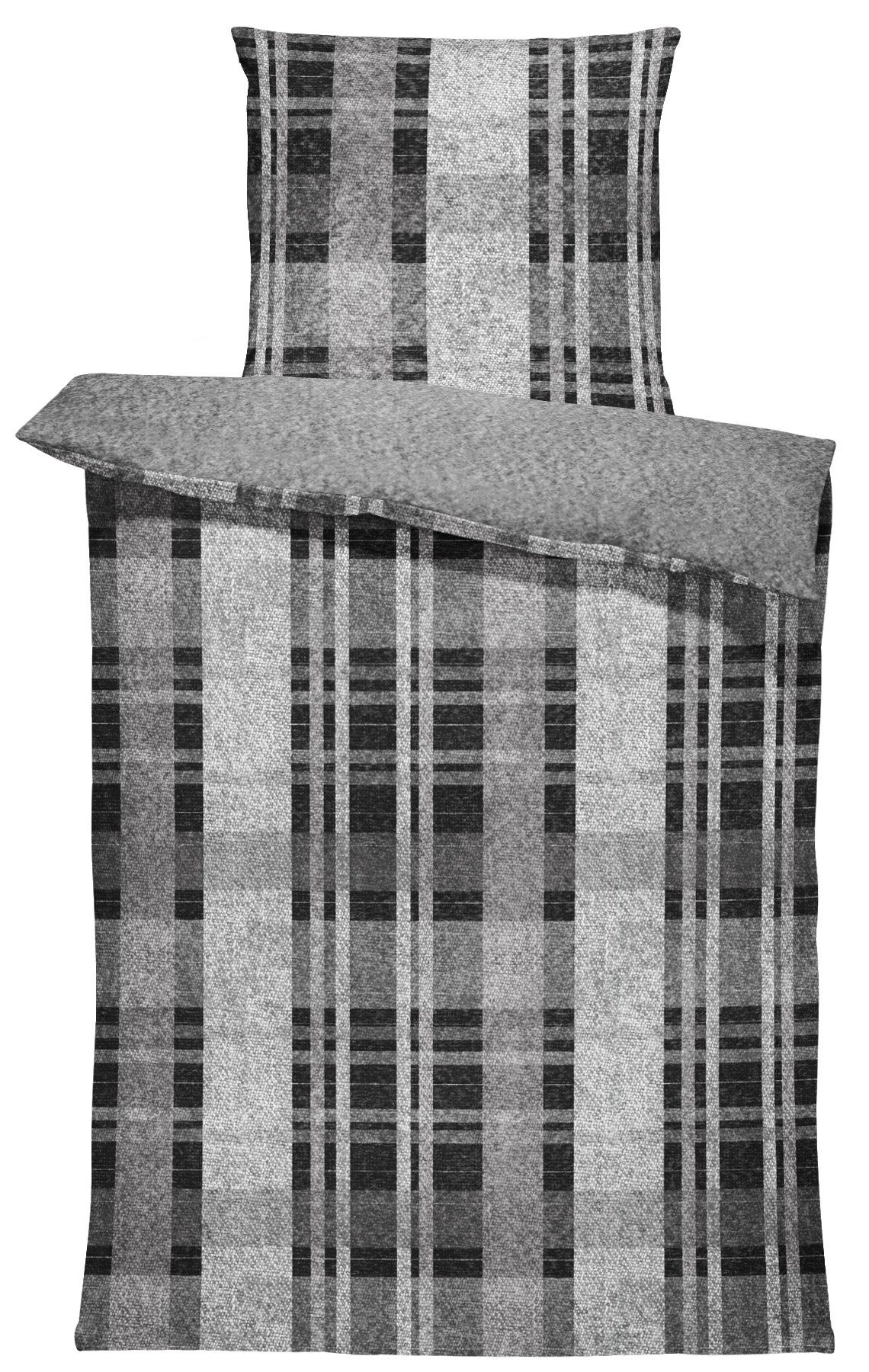 One Home Bettwäsche Sima, Fleece, 2 teilig, meliert und gestreift, kuschelig flauschig warm weich Winter