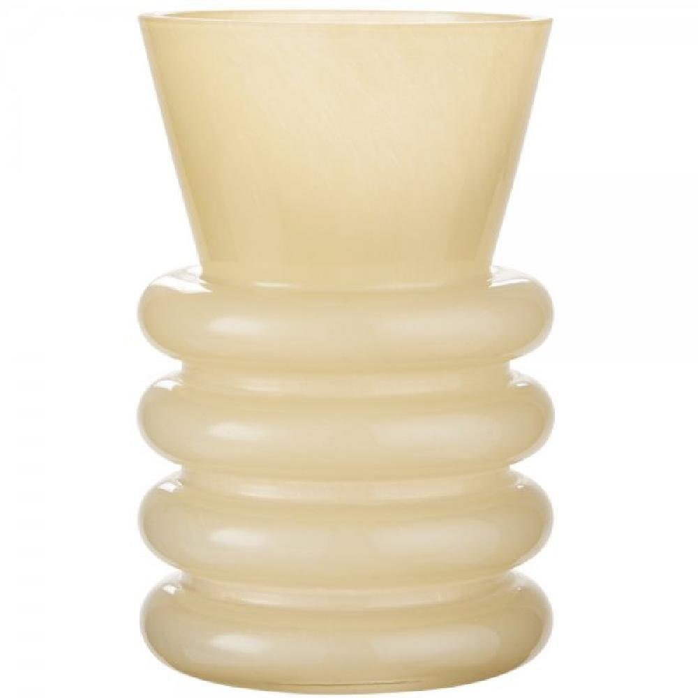 Ib Laursen Dekovase Ib Laursen Vase mit Ringen Vicenza durchgefärbtes gelbes Glas (21x13cm