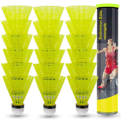 Sportyfits® Federball 18x Federbälle gelb Badmintonbälle für Training & Wettkampf Badminton (18x Federbälle)