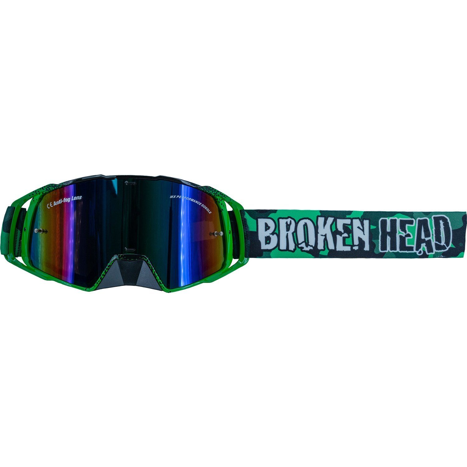 Broken Head Motorradbrille MX-Regulator verstellbar Grün, Größe