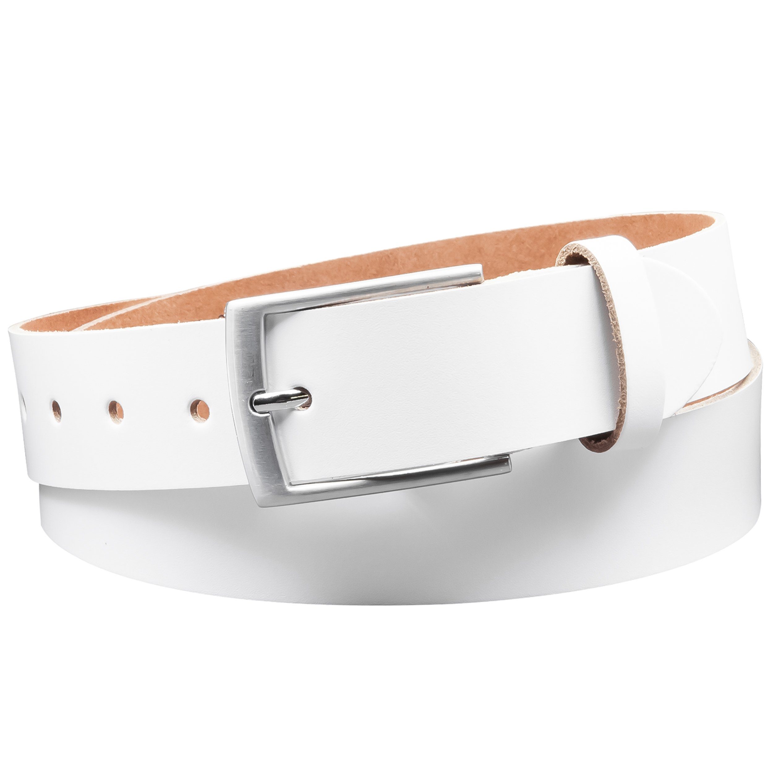 COLOGNEBELT Ledergürtel OM421-SL-Weiss MADE IN GERMANY, Weiss Kürzbar, 100 % Echtleder, Unisex – Bild 3 von 5