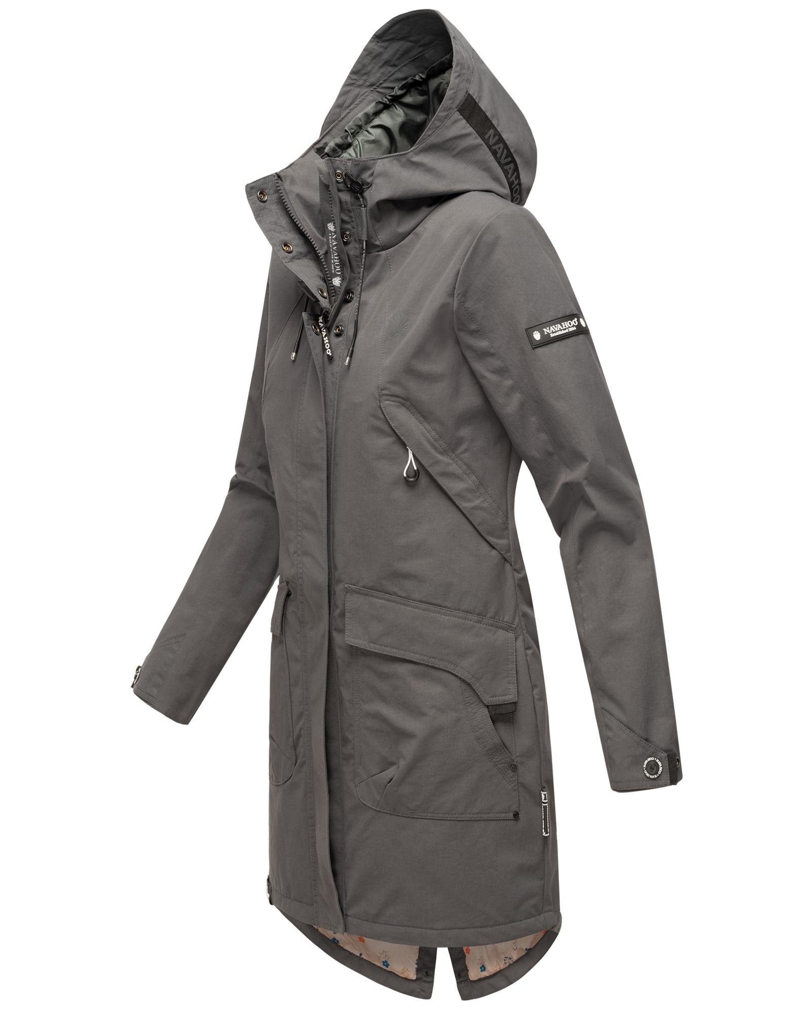 Navahoo Outdoorjacke Pfefferschote moderne Damen Übergangsjacke mit Kapuze,  Leicht gefütterter Mantel - Optimal für Herbst und Frühling